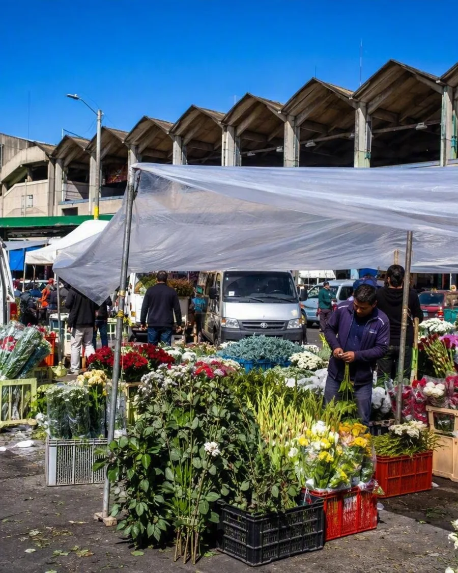 Voor de hal begint de bloemenhandel van Paloquemao