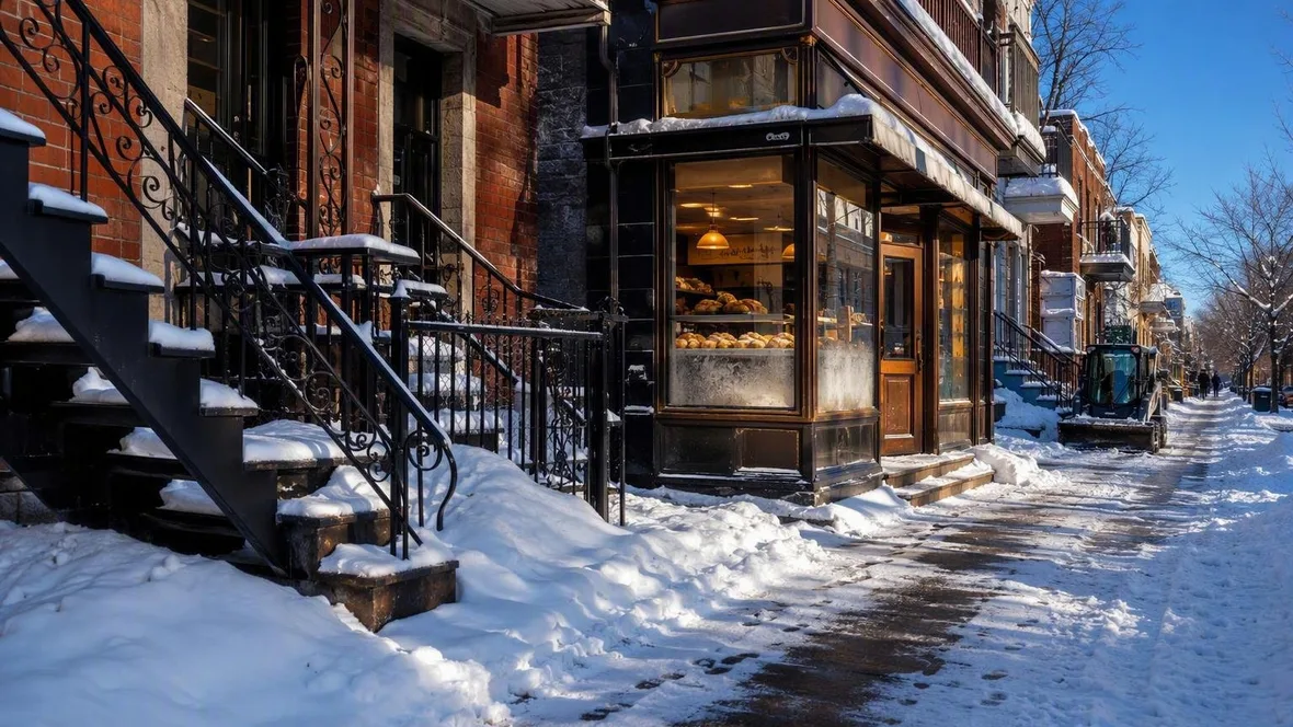 Villeray schuift de sneeuw opzij
