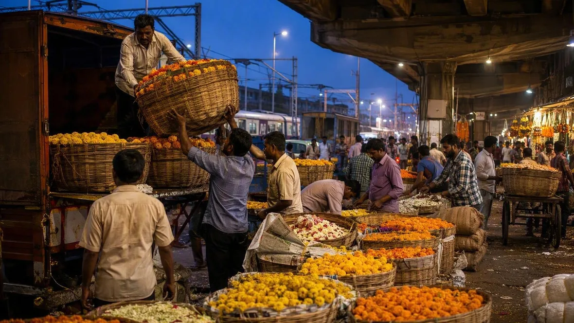 Before Sunrise, Mumbai’s Flowers Change Hands in Dadar