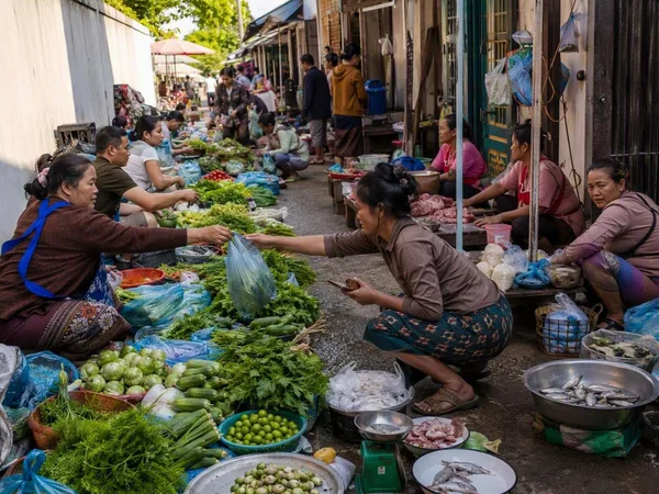 Van Talad Sao naar de Mekong in Luang Prabang