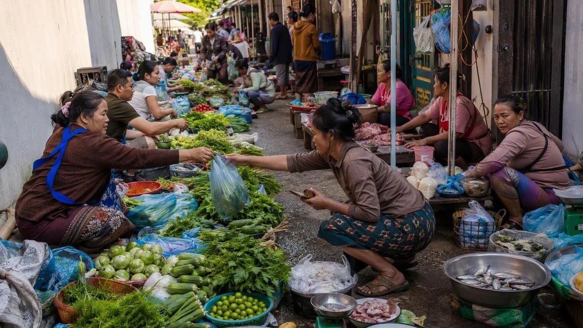 Van Talad Sao naar de Mekong in Luang Prabang