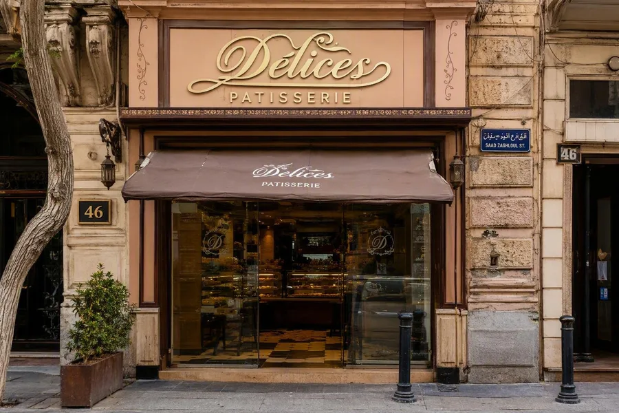 Patisserie Délices staat op 46 Saad Zaghloul Street in Raml Station.