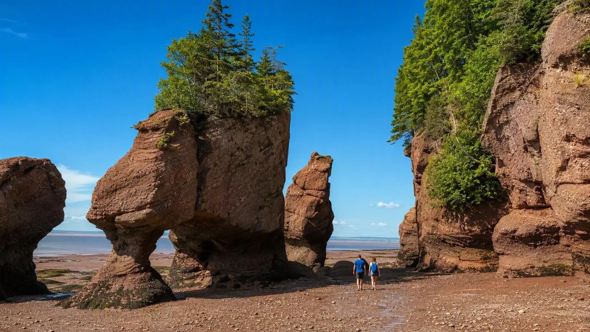Twaalf meter water: eb en vloed bij Hopewell Rocks
