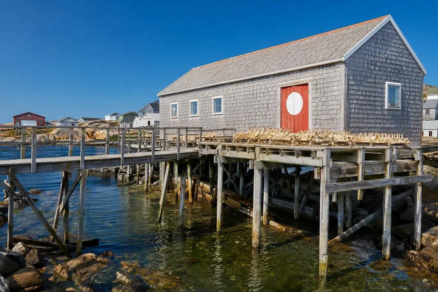 The Dwyer Premises stage stands above Tilting Harbour on The Rock.